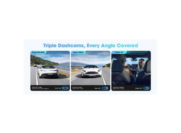 Car video recorder DDPAI Z60T, 140°, 4K UHD, WIFI, GPS, Bluetooth, Three-Channel Dashcam, Black, 10 image