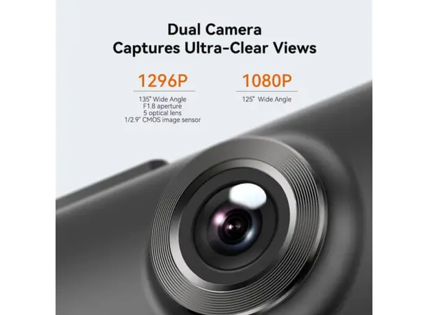 Car Video Recorder DDPAI N1 Dual 1296P FHD Dash Cam 135°, WIFI Front and Rear Cam, Black, 7 image
