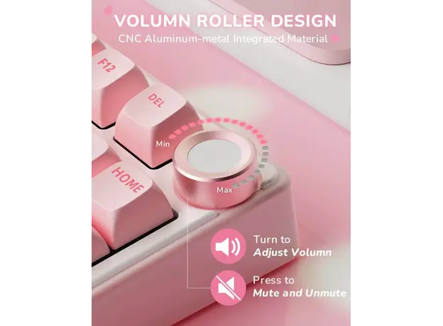 Royal Kludge RKR75-PM-XW RGB Mechanical Keyboard, Beige Switch, Hot Swappable, Wired, USB, Pink Melody, 6 image