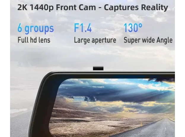 Car video recorder DDPAI Mola E3, 130° WIFI, 9.35" Full Touch Screen Streaming Rear View Mirror, Black, 6 image