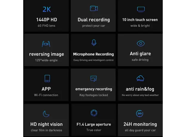 Car video recorder DDPAI Mola E3, 130° WIFI, 9.35" Full Touch Screen Streaming Rear View Mirror, Black, 7 image