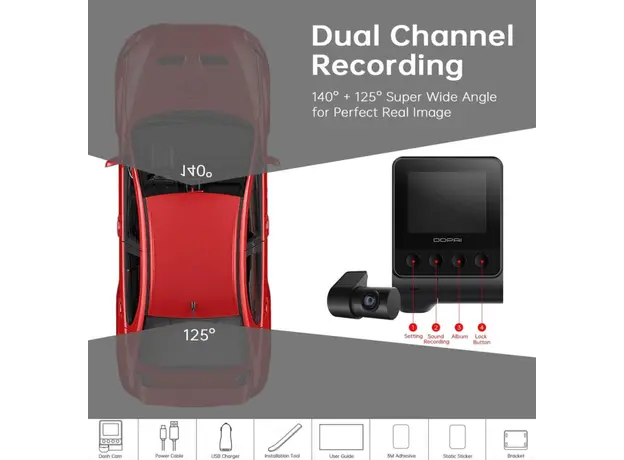 Car video recorder DDPAI Z40 GPS DUAL, 140°, WIFI, GPS, Front and Rear Cam, Black, 9 image