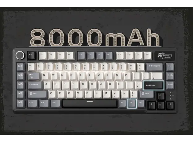 Royal Kludge RKL75-KB-XW RGB Mechanical Keyboard, Beige Switch, Hot Swappable, Wireless, Type-C, Bluetooth, 2.4GHz, Knight Black, 3 image