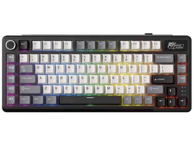 Royal Kludge RKL75-KB-XW RGB Mechanical Keyboard, Beige Switch, Hot Swappable, Wireless, Type-C, Bluetooth, 2.4GHz, Knight Black