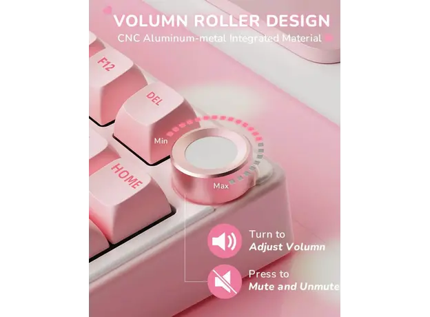 Royal Kludge RKR75-PM-XH RGB Mechanical Keyboard, Cream Switch, Hot Swappable, Wired, USB, Pink Melody, 10 image