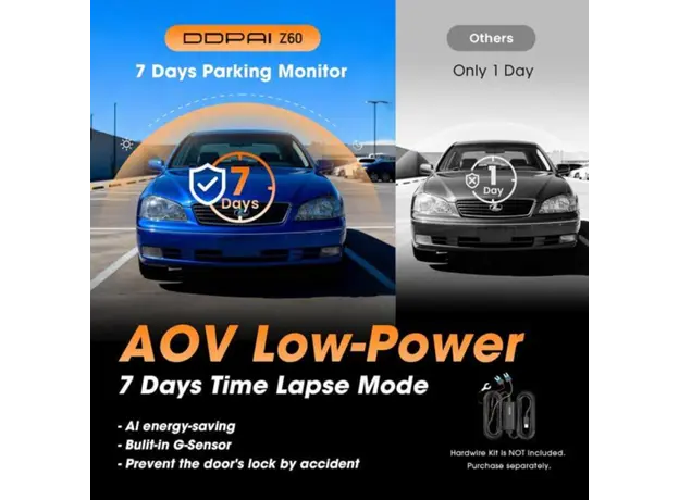 Car video recorder DDPAI Z60T, 140°, 4K UHD, WIFI, GPS, Bluetooth, Three-Channel Dashcam, Black, 7 image