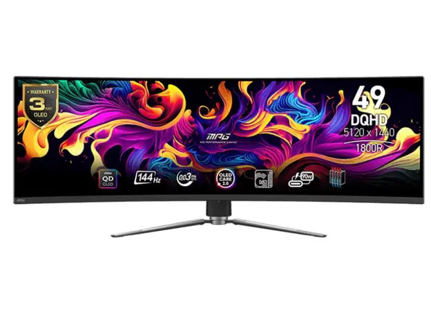 Monitor MSI Monitor 49" MPG 491CQP 2xHDMI, DP, USB-C, 2xUSB, QD-OLED, 5120x1440, 32:9, 144Hz, 0.03ms, sRGB 146%, CURVED