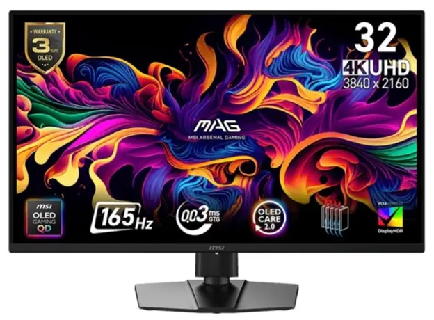 MSI Monitor 31.5" MAG 322UP-E16 2xHDMI, DP, USB-C, Audio, QD-OLED, 3840x2160, 165Hz, 0.03ms, sRGB 138%, FreeSync, Pivot, HDR400