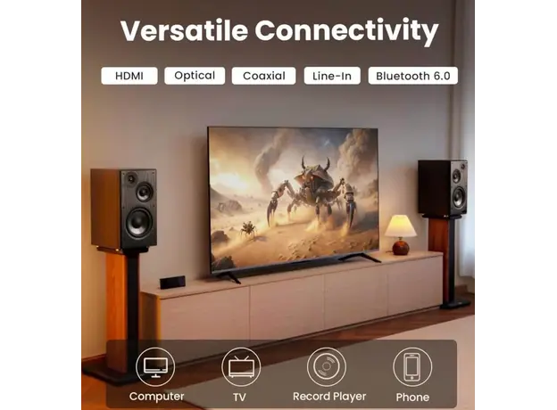 Speaker Edifier R2750DB MKII, 144W, HDMI eARC, Optical, Coaxial, Line In, Bluetooth, Powered Bookshelf Speakers, Walnut, 6 image