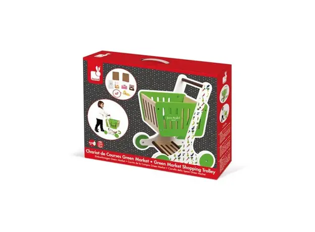 Toy wooden trolley JanodGreen Market Wooden Shopping Trolley, 5 image