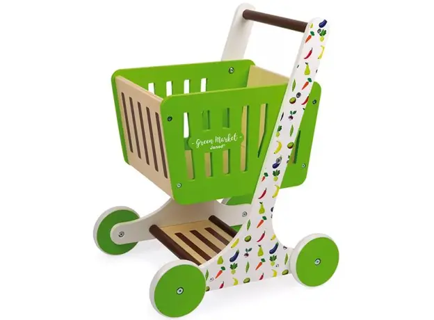 Toy wooden trolley JanodGreen Market Wooden Shopping Trolley