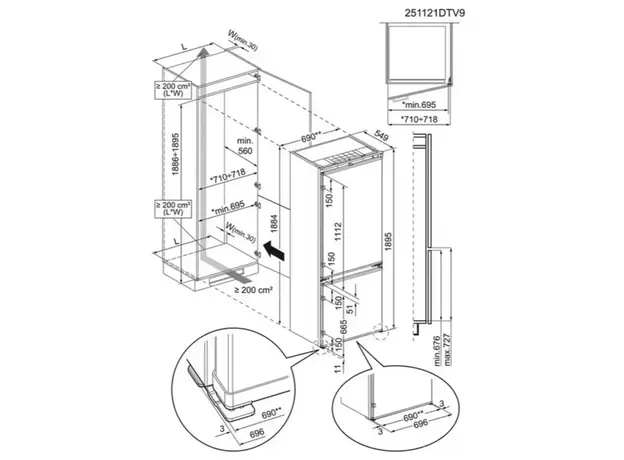 Built-in refrigerator Electrolux ENA7TE75S BI Bottom-Freezer 188.4x69.6x54.9 376 LT TwinTech Total No Frost White, 5 image
