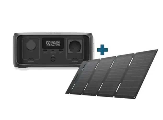 Portable energy station and solar panel Ecoflow River 3 UPS + 45W TypeC Solar panel bundle, 2 image