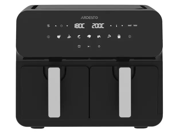 აეროგრილი ARDESTO Air fryer 1700W, bowl-2*4.5L, touch control, 7 auto programs, plastic, black