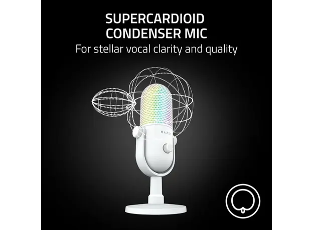 Razer gaming microphone Seiren V3 Chroma, Uni, RGB, USB-A, 2m, white, 5 image