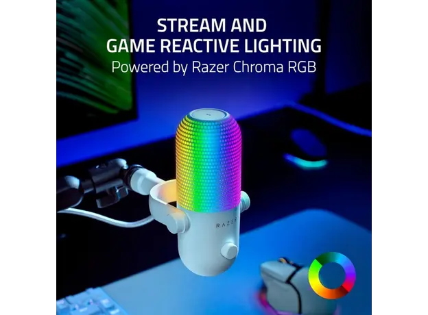 Razer gaming microphone Seiren V3 Chroma, Uni, RGB, USB-A, 2m, white, 4 image