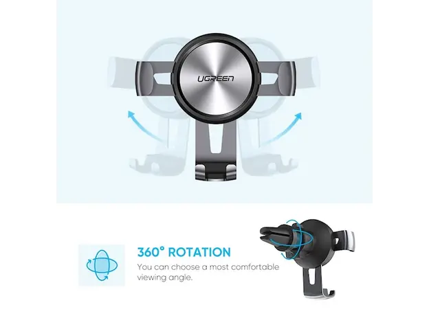 Car Phone Holder UGREEN LP130 (50564) Gravity Drive Air Vent Mount Phone Holder Gray, 3 image