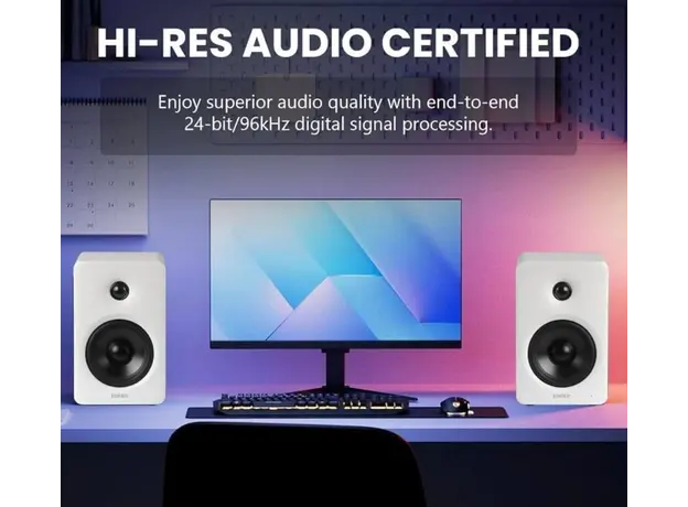 Edifier M90 Speakers, 100W, HDMI eARC, Optical, Type-C, AUX, Bluetooth, Compact Active Speaker, White, 9 image