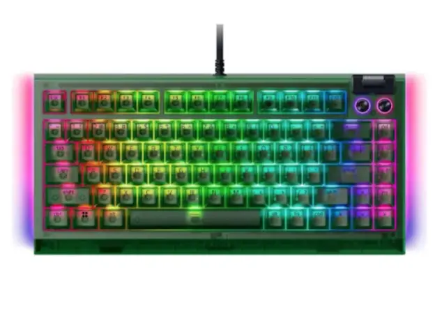 Razer Keyboard BlackWidow V4 75%, 83key, Mechanical Tactile Switch GEN-3, USB-A, EN, RGB, Phantom Green Ed., 4 image
