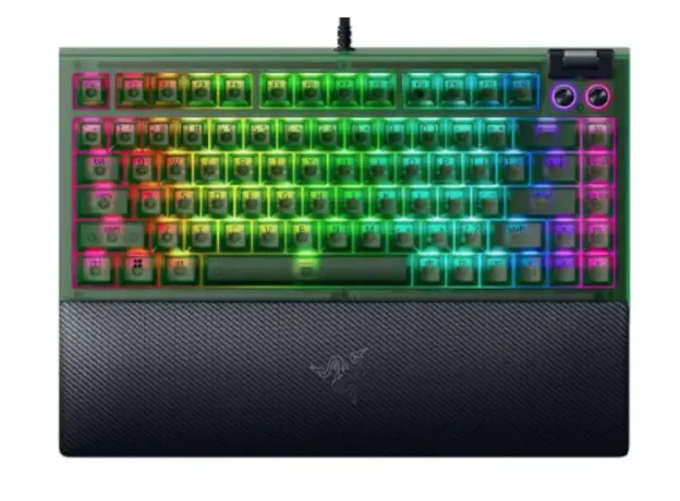 Razer Keyboard BlackWidow V4 75%, 83key, Mechanical Tactile Switch GEN-3, USB-A, EN, RGB, Phantom Green Ed.