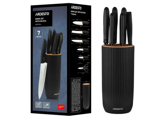 Set of knives ARDESTO Gemini, 7pcs, stainless steel, plastic, black 767637177948, 4 image