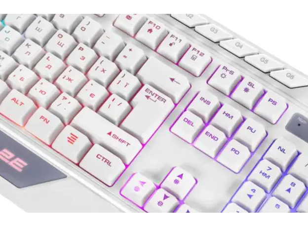Keyboard 2E GAMING Membrane keyboard KG315 110key, USB-A, EN/RU, RGB, white, 2 image
