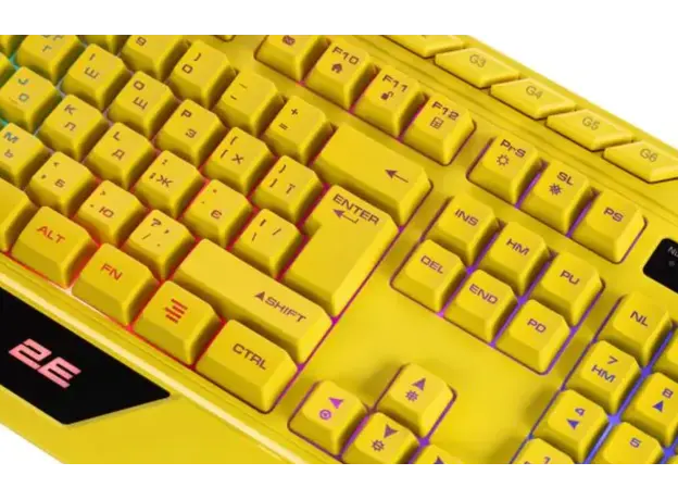 Keyboard 2E GAMING Membrane keyboard KG315 110key, USB-A, EN/RU, RGB, yellow, 2 image