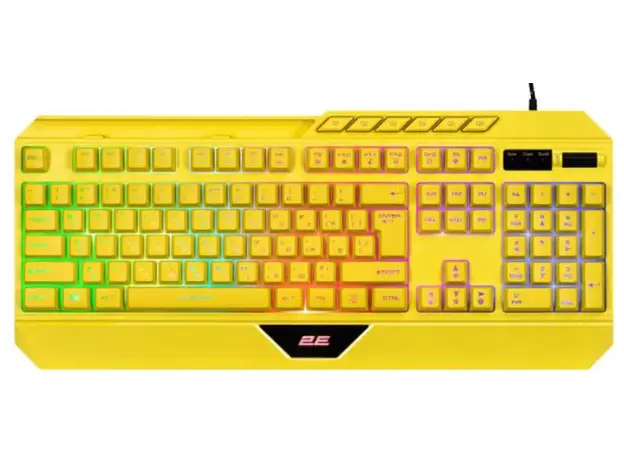Keyboard 2E GAMING Membrane keyboard KG315 110key, USB-A, EN/RU, RGB, yellow