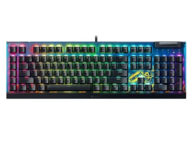 Razer BlackWidow V4 X Mechanical Keyboard, 110 key, Yellow Switch, USB-A, EN, RGB, Fortnite Edition.