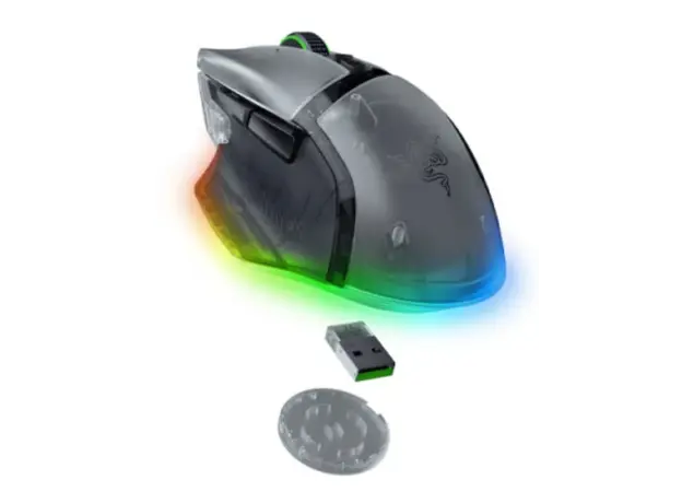 Mouse Razer Mouse Basilisk V3 Pro 35K, RGB, USB-A/WL/BT, Phantom White Ed., 2 image