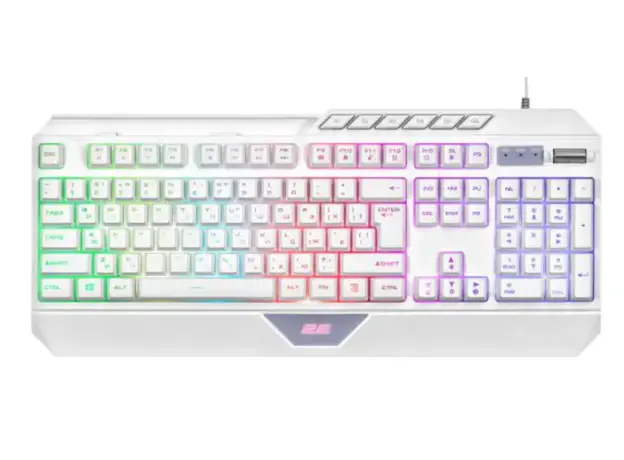 Keyboard 2E GAMING Membrane keyboard KG315 110key, USB-A, EN/RU, RGB, white
