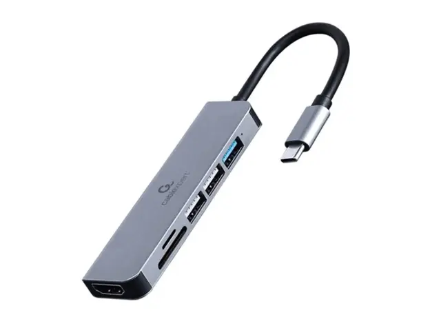 Adapter Gembird A-CM-COMBO6-02 USB Type-C 6-in-1 multi-port Adapter (Hub+HDMI+card reader)