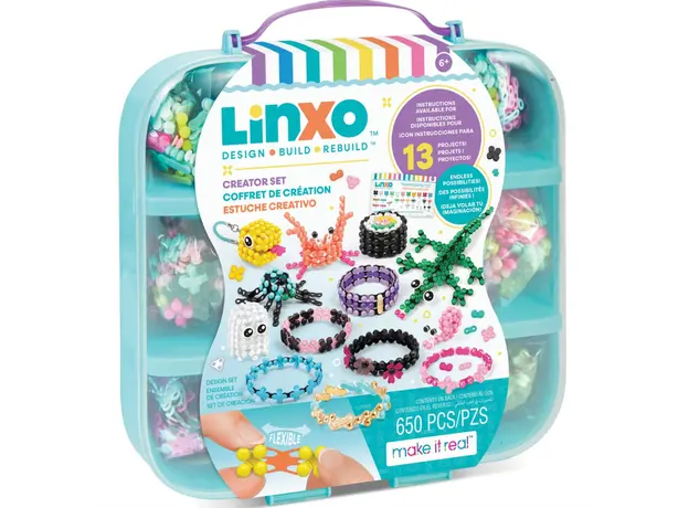 Wooden blocks set Make It Real LinXo Creator Set with Storage