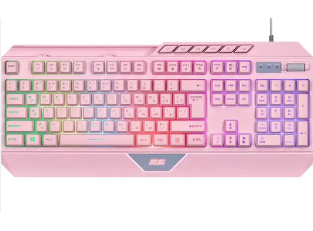 Keyboard 2E GAMING Membrane keyboard KG315 110key, USB-A, EN/RU, RGB, pink