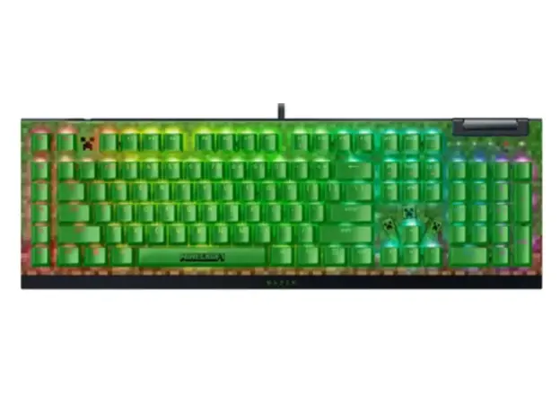 Razer Keyboard mechanical BlackWidow V4 X, 110key, Green Switch, USB-A, EN, RGB, Minecraft Ed.