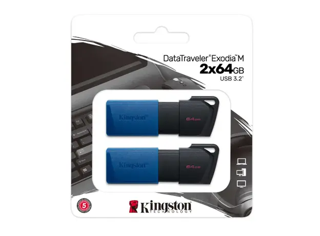 USB flash drive Kingston 64GBx2 USB 3.2 Type-A Gen1 DT Exodia Black Blue