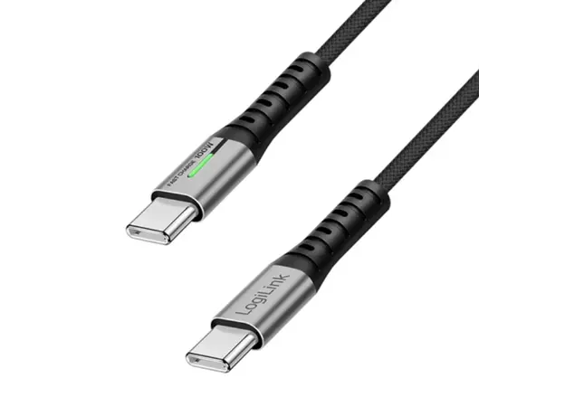 Cable Logilink CU0423 USB Type-C 100W 480Mbps LED nylon metal Black 1.5m