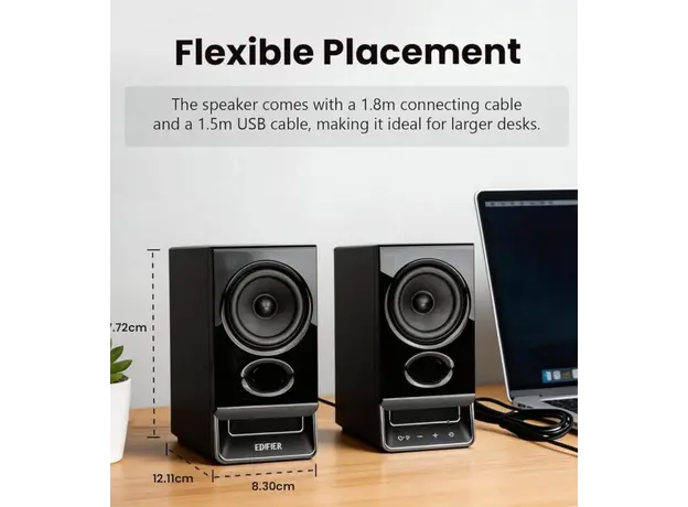 Edifier R20BT speaker, 5W, Type-C Audio, AUX, Bluetooth, Black., 8 image