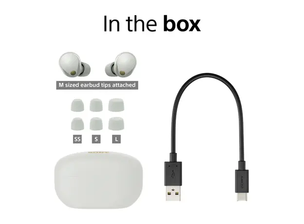 Headphone Sony WF1000XM5 Wireless Noise Canceling In-Ear Silver (WF1000XM5S.E), 6 image