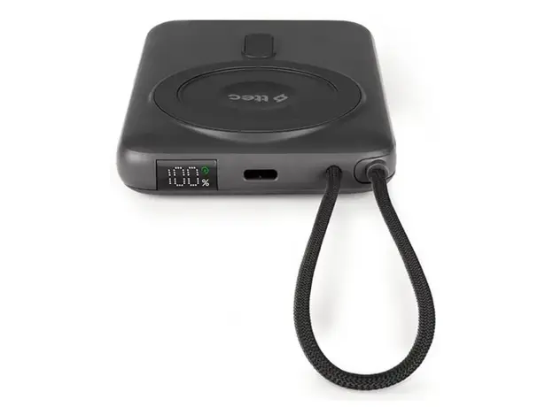 Portable Charger Ttec Recharger M LCD 10000mAh MagSafe compatible PD20W Power Bank With USB-C and Stand Black 2BB230GR, 2 image