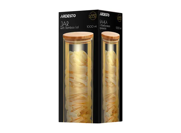Ardesto Jar Golden Moon, 1000ml, glass, bamboo, round, golden, 5 image