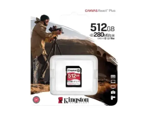 Kingston 512GB Canvas React Plus SD Card | Up to 280MB/s | High Performance Photography | Class 10 UHS-II, 3 image
