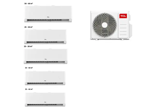 TCL MULTI SPLIT AIR CONDITIONER FMA-42I5HD/DVO OUTDOOR + FMA-09CHSD/TPH11I (2pcs) + FMA-12CHSD/TPH11I (2pcs) + FMA-18CHSD/TPH11I (165-220m2) Inverter R32