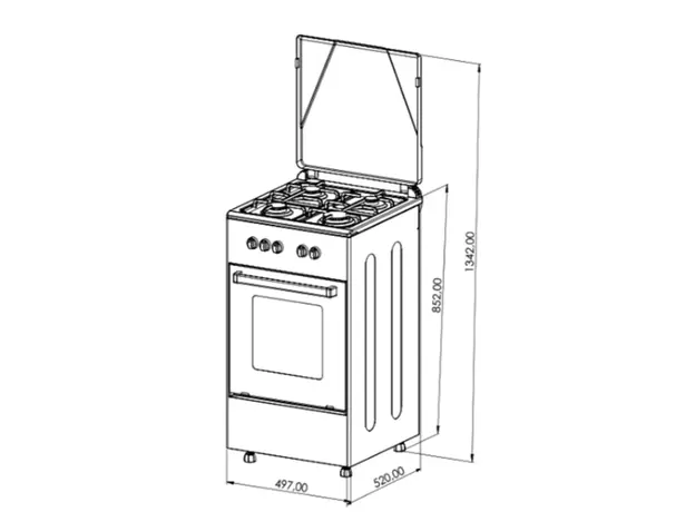 Stove Oz OE 5040 W / 4Gas / Electric Oven / 50x50x85cm / FFD / White, 2 image