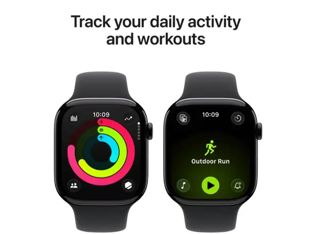 Smartwatch Apple Watch Series 11 GPS 42mm Jet Black Aluminium Case with Black Sport Band - S/M (MEQT4RK/A), 6 image