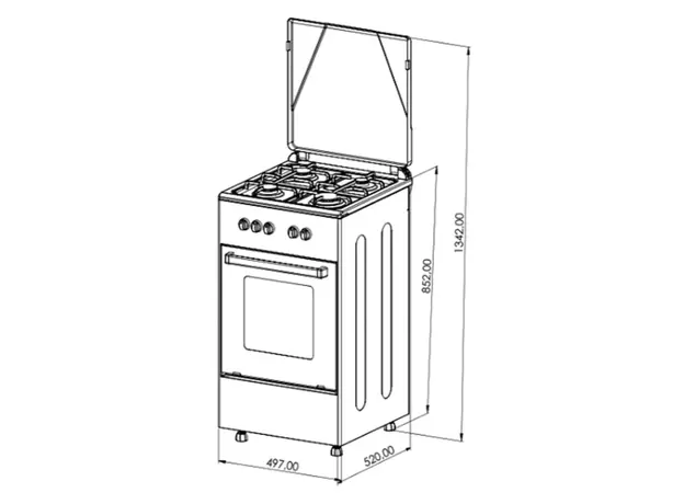 Cooker Oz OE 5040 BL / 4Gas / Electric Oven / 50x50x85cm / FFD / Matte Black, 2 image