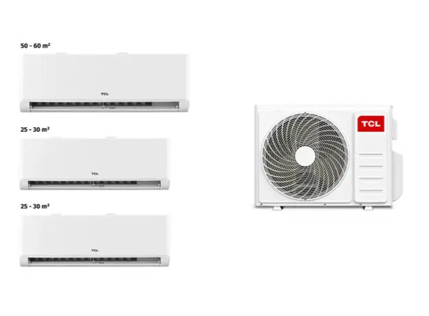 TCL MULTI SPLIT AIR CONDITIONER FMA-27I3HD/DVO OUTDOOR + FMA-09CHSD/TPH11I (2pcs) + FMA-18CHSD/TPH11I (100-120m2) Inverter R32
