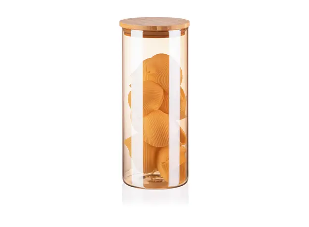 Ardesto Jar Golden Moon, 1000ml, glass, bamboo, round, golden