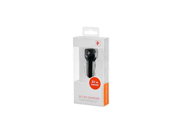 Car Charger 2E ACR18WQC Car Charger Dual USB (30W) Type-C PD, USB 2.4A, Black, 3 image
