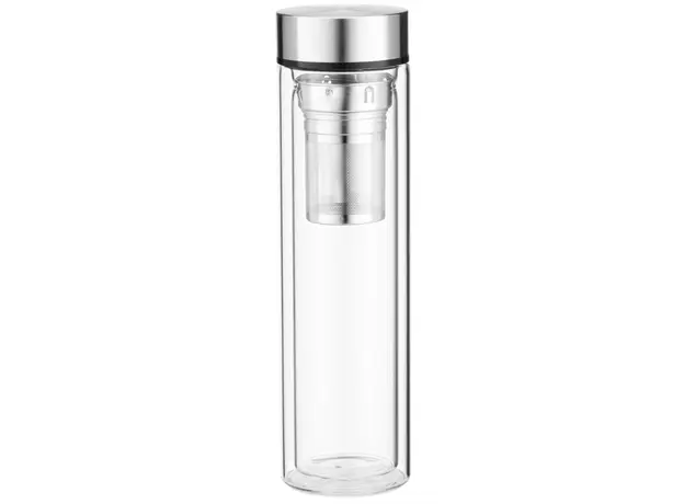 Thermos Ardesto Double wall Bottle, 450ml, borosilicate glass, stainless steel